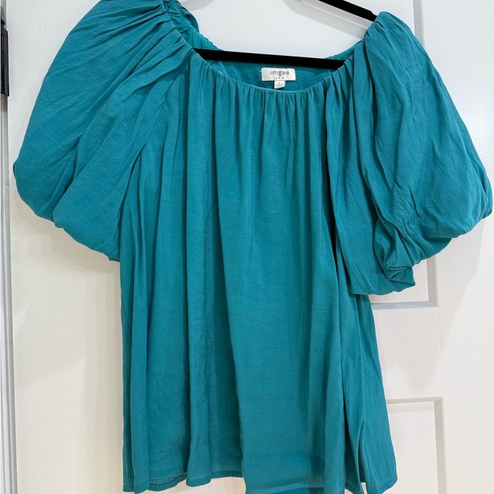 Teal Umgee puff sleeve Blouse